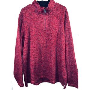 Wrangler Authentics Mens Red Quarter-Zip Pullover Sweater L Polyester Blend